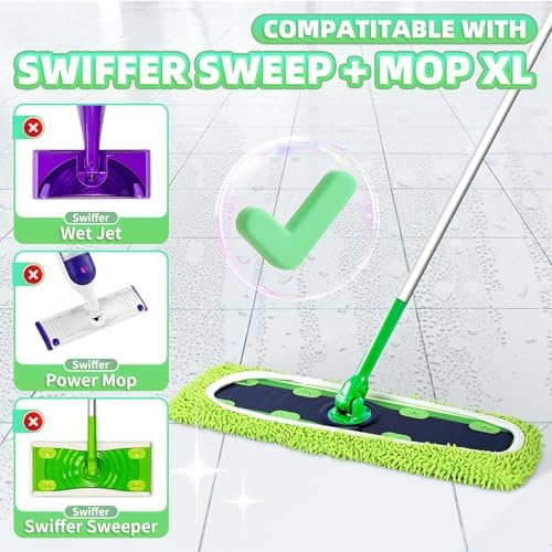 Paquete de 4 Almohadillas Reutilizables X-Large Nicemiya Compatibles con Swiffer Sweeper XL, Microfibra Chenille Lavables para Trapear Seco y Húmedo - imagen 2