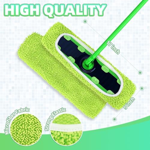 Paquete de 4 Almohadillas Reutilizables X-Large Nicemiya Compatibles con Swiffer Sweeper XL, Microfibra Chenille Lavables para Trapear Seco y Húmedo - imagen 3
