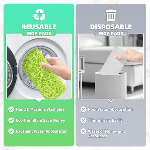 Paquete de 4 Almohadillas Reutilizables X-Large Nicemiya Compatibles con Swiffer Sweeper XL, Microfibra Chenille Lavables para Trapear Seco y Húmedo - imagen 5