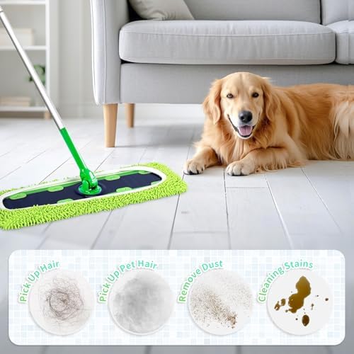 Paquete de 4 Almohadillas Reutilizables X-Large Nicemiya Compatibles con Swiffer Sweeper XL, Microfibra Chenille Lavables para Trapear Seco y Húmedo - imagen 6
