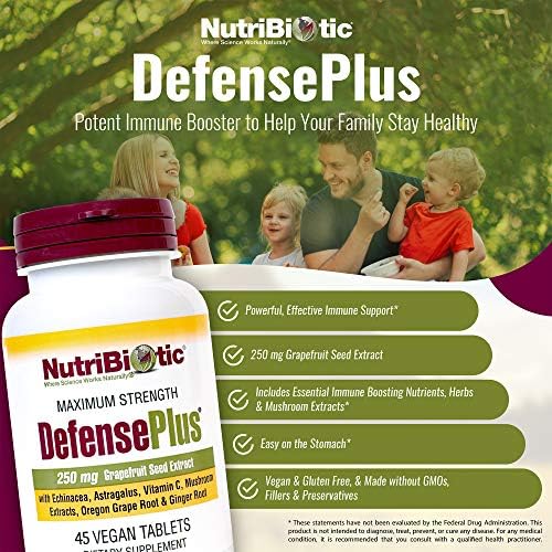 NutriBiotic – DefensePlus, 45 Tabletas | Suplemento Inmunológico 11 en 1 con Vitamina C, Zinc, Extracto de Semilla de Toronja, Equinácea, Raíz de - imagen 5