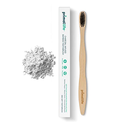 Cepillo de Dientes de Carbón Primal Life Organics, Hecho de Carbón y Bambú, Biodegradable, Libre de BPA, Ideal para Niños y Adultos, (1 Paquete) - imagen 1