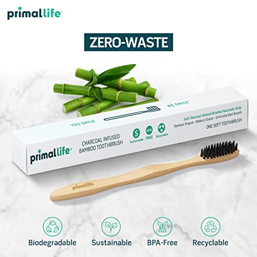 Cepillo de Dientes de Carbón Primal Life Organics, Hecho de Carbón y Bambú, Biodegradable, Libre de BPA, Ideal para Niños y Adultos, (1 Paquete) - imagen 4