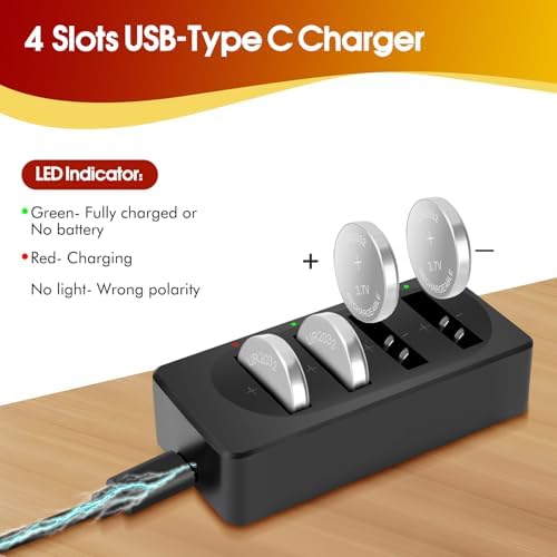 Batería Recargable volkate CR2032 con Cargador, Paquete de 8 Baterías de Litio 3.7V para Llave de Auto, Apple AirTag y Reloj, Reemplaza DL2032, - imagen 2
