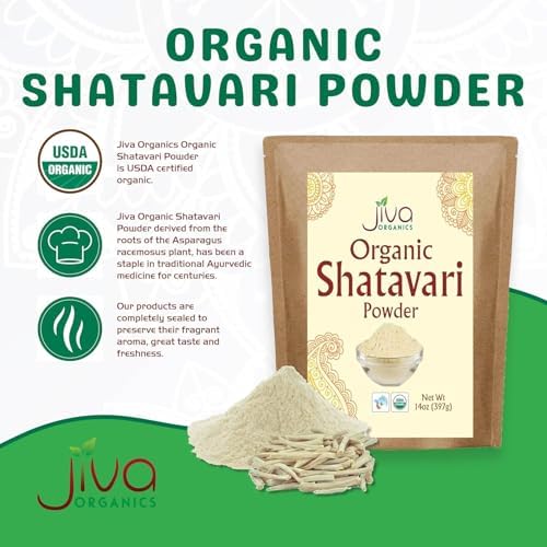 Jiva Organics Polvo de Shatavari Orgánico 14 Onzas - Asparagus racemosus - Hierba Ayurvédica Pura en Bolsa a Granel - imagen 2