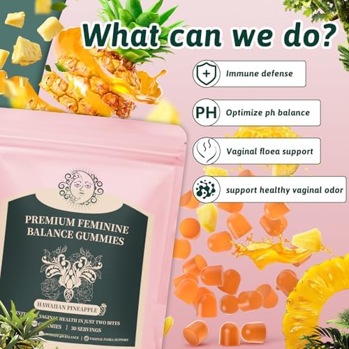 Gomitas Mosslly para el Balance Femenino - Suplemento Premium para la Salud PH, Digestión y Sistema Inmunológico, Sabor Piña Hawaiana, 60 Gomitas - imagen 2