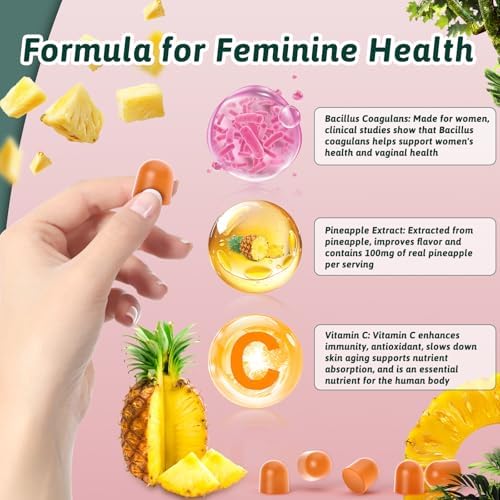 Gomitas Mosslly para el Balance Femenino - Suplemento Premium para la Salud PH, Digestión y Sistema Inmunológico, Sabor Piña Hawaiana, 60 Gomitas - imagen 3