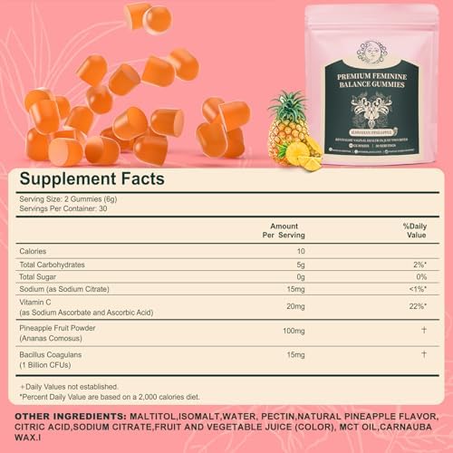 Gomitas Mosslly para el Balance Femenino - Suplemento Premium para la Salud PH, Digestión y Sistema Inmunológico, Sabor Piña Hawaiana, 60 Gomitas - imagen 7