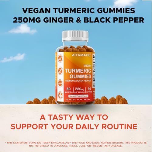 Gomitas Veganas Vitamatic de Cúrcuma con Jengibre y Extracto de Pimienta Negra – 60 Gomitas – 95% Curcuminoides – Potente Antioxidante y Apoyo - imagen 6