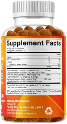 Gomitas Veganas Vitamatic de Cúrcuma con Jengibre y Extracto de Pimienta Negra – 60 Gomitas – 95% Curcuminoides – Potente Antioxidante y Apoyo - imagen 8