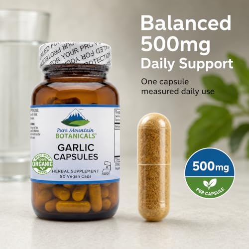 Cápsulas de Ajo 500mg Pure Mountain Botanicals - 90 Cápsulas Veganas con Ajo Orgánico - Suplemento Herbal Kosher y Sin Gluten - imagen 6