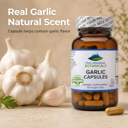 Cápsulas de Ajo 500mg Pure Mountain Botanicals - 90 Cápsulas Veganas con Ajo Orgánico - Suplemento Herbal Kosher y Sin Gluten - imagen 8