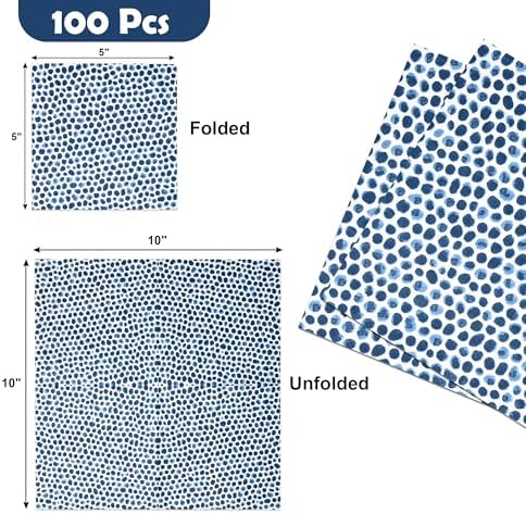 Servilletas Desechables de Papel Gift Boutique 100 Piezas con Puntos Azules para Cócteles, Decoración de Fiesta, Baby Shower y Cumpleaños - imagen 2