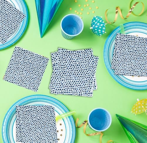Servilletas Desechables de Papel Gift Boutique 100 Piezas con Puntos Azules para Cócteles, Decoración de Fiesta, Baby Shower y Cumpleaños - imagen 6