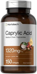 Suplemento de Ácido Caprílico Horbaach 1320mg | 150 Cápsulas Blandas | A base de Aceite MCT | Sin OGM y Libre de Gluten - imagen 1