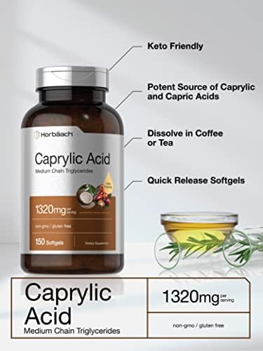 Suplemento de Ácido Caprílico Horbaach 1320mg | 150 Cápsulas Blandas | A base de Aceite MCT | Sin OGM y Libre de Gluten - imagen 3
