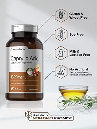 Suplemento de Ácido Caprílico Horbaach 1320mg | 150 Cápsulas Blandas | A base de Aceite MCT | Sin OGM y Libre de Gluten - imagen 4