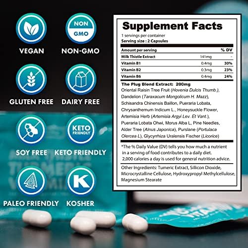 The Plug Suplemento Detox y Reparación Hepática - 20 Cápsulas de Cardo Mariano, Cúrcuma y Vitamina B para Hígado Graso y Salud Digestiva - imagen 5