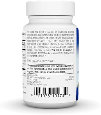 Planetary Herbals Yin Chiao Classic, Compuesto Chino para Cambios de Temporada - 450 mg - 60 Tabletas - imagen 4