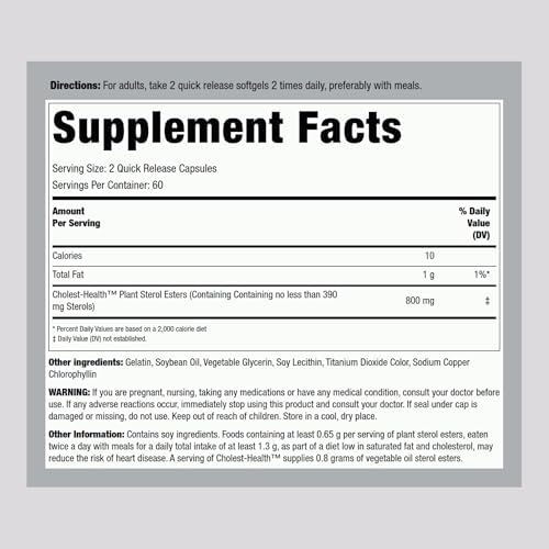 Suplemento para la Salud del Colesterol Piping Rock | 120 Softgels | Fórmula de Esteroles Vegetales | Sin OGM, Libre de Gluten - imagen 2