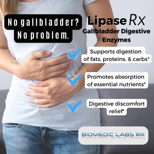 Fórmula para la Vesícula Biliar Biomedic Labs RX, Enzimas Digestivas Lipasa, Proteasa y Amilasa, Reduce la Inflamación - 60 Cápsulas Vegetarianas - imagen 4