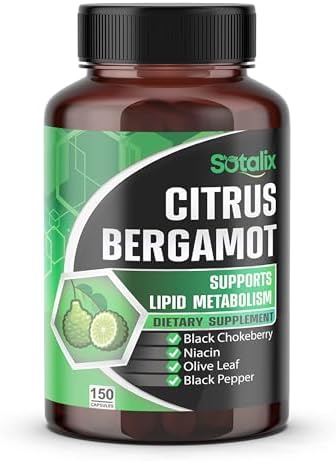 Suplemento Orgánico de Bergamota Premium con Niacina, Aronia Negra, Hoja de Olivo y Pimienta Negra - Apoyo a la Salud Cardiovascular, 150 Días (150 - imagen 1