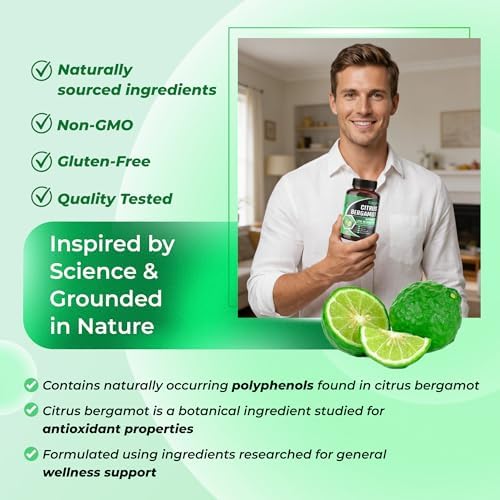 Suplemento Orgánico de Bergamota Premium con Niacina, Aronia Negra, Hoja de Olivo y Pimienta Negra - Apoyo a la Salud Cardiovascular, 150 Días (150 - imagen 5