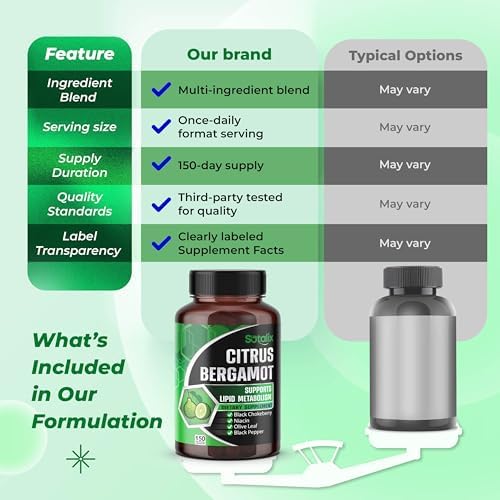 Suplemento Orgánico de Bergamota Premium con Niacina, Aronia Negra, Hoja de Olivo y Pimienta Negra - Apoyo a la Salud Cardiovascular, 150 Días (150 - imagen 7