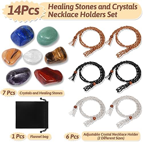 Set de Soportes para Collar de Cristales Evatage y Piedras Sanadoras, 6 Piezas de Jaulas Ajustables con 7 Cristales de Chakra para Yoga, Meditación y - imagen 2
