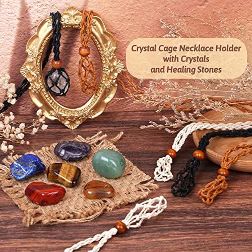 Set de Soportes para Collar de Cristales Evatage y Piedras Sanadoras, 6 Piezas de Jaulas Ajustables con 7 Cristales de Chakra para Yoga, Meditación y - imagen 3