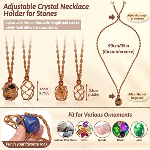 Set de Soportes para Collar de Cristales Evatage y Piedras Sanadoras, 6 Piezas de Jaulas Ajustables con 7 Cristales de Chakra para Yoga, Meditación y - imagen 5