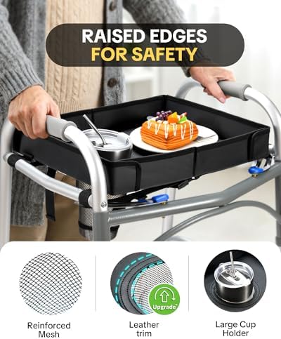 Bandeja FANGSUN para Andadera Plegable 2.0 – Bandeja Desmontable Mejorada con Correas Extendidas y Porta Vaso, Compatible con Andaderas Estándar, - imagen 5