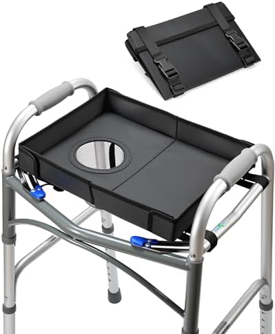 Bandeja FANGSUN para Andadera Plegable 2.0 – Bandeja Desmontable Mejorada con Correas Extendidas y Porta Vaso, Compatible con Andaderas Estándar, - imagen 8
