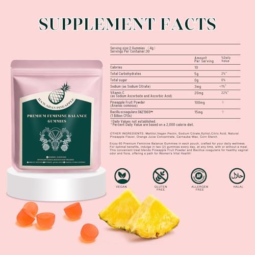Gomitas KLKIT Premium para el Balance Femenino, Probióticos Vaginales de Piña, 60 Unidades (30 Porciones), Veganas y Sin Gluten - imagen 2