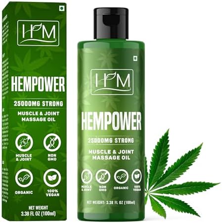 Hempower – Aceite de Masaje para Dolor Muscular y Articular – 25,000 MG | Fórmula de Cáñamo Ultra Fuerte | Sin Fragancias Artificiales | Apoya Estilo - imagen 1