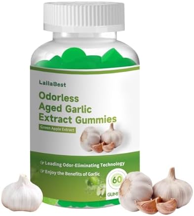 Gomitas de Extracto de Ajo Aged Sin Olor LallaBest, Suplemento Antioxidante Potente, Apoyo Inmunológico y Salud Cardiaca, Sabor Manzana Verde - imagen 1