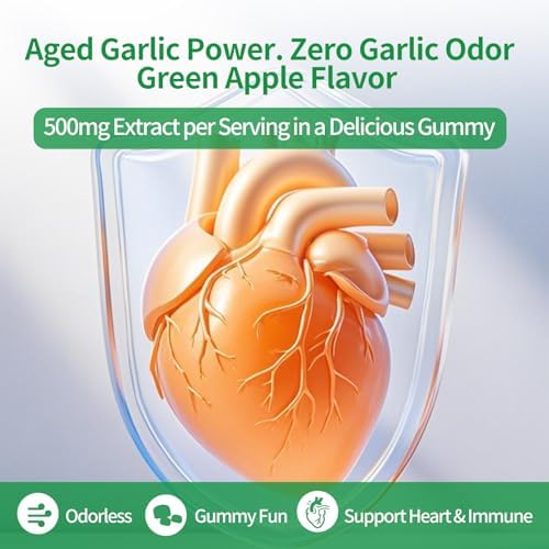 Gomitas de Extracto de Ajo Aged Sin Olor LallaBest, Suplemento Antioxidante Potente, Apoyo Inmunológico y Salud Cardiaca, Sabor Manzana Verde - imagen 2