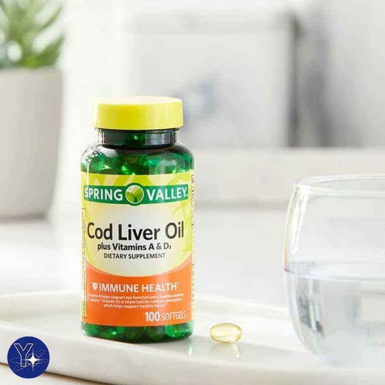 Aceite de Hígado de Bacalao con Vitaminas A y D3 para la Salud Inmunológica, Suplemento Dietético en Softgels Spring Valley, 100 Cápsulas + Regalo de - imagen 2