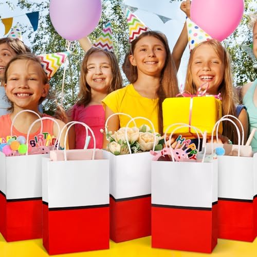 Czlotyh 24 Pzs Bolsas de Regalo de Animación en Cartón Rojo con Asa, Bolsas de Papel para Fiestas de Cumpleaños y Baby Shower - imagen 3