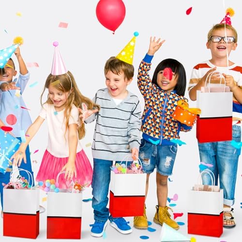Czlotyh 24 Pzs Bolsas de Regalo de Animación en Cartón Rojo con Asa, Bolsas de Papel para Fiestas de Cumpleaños y Baby Shower - imagen 5