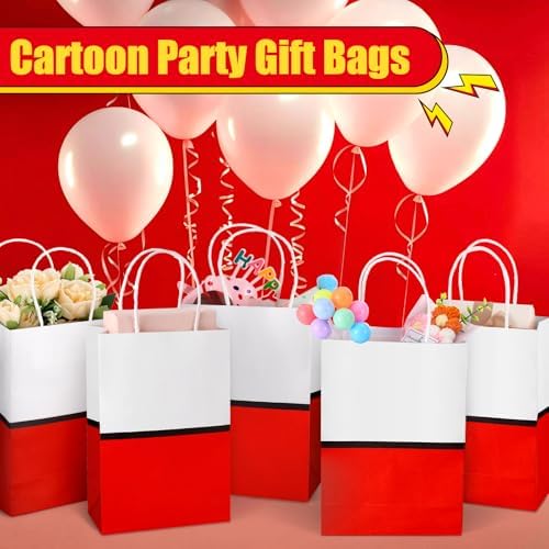 Czlotyh 24 Pzs Bolsas de Regalo de Animación en Cartón Rojo con Asa, Bolsas de Papel para Fiestas de Cumpleaños y Baby Shower - imagen 6