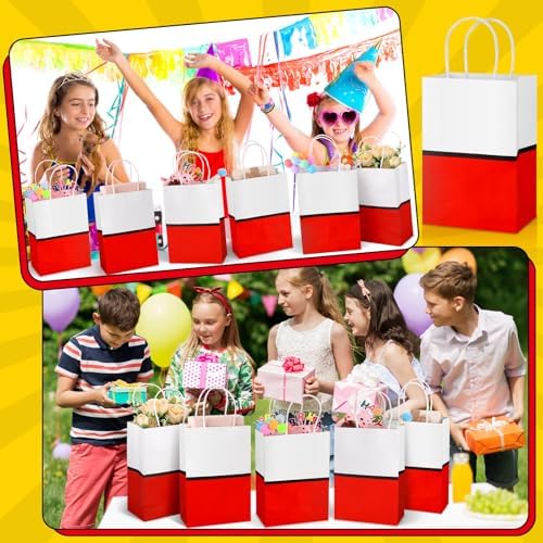 Czlotyh 24 Pzs Bolsas de Regalo de Animación en Cartón Rojo con Asa, Bolsas de Papel para Fiestas de Cumpleaños y Baby Shower - imagen 7