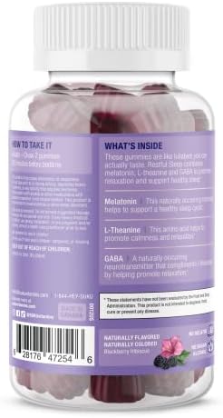 Gomitas SUKU para un Sueño Reparador – 3 mg de Melatonina, L-Teanina y GABA – Veganas, Sin Azúcar, Sabor Mora-Hibisco – 50 Unidades - imagen 3