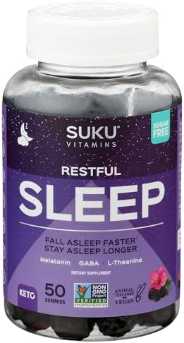 Gomitas SUKU para un Sueño Reparador – 3 mg de Melatonina, L-Teanina y GABA – Veganas, Sin Azúcar, Sabor Mora-Hibisco – 50 Unidades - imagen 4