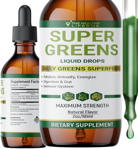 Gotas de Super Verdes Líquidas | Antioxidantes Poderosos | Apoyo Inmunológico | Salud Digestiva | Sabor a Menta | The Healthy Life for Me | 2oz - - imagen 1
