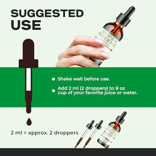 Gotas de Super Verdes Líquidas | Antioxidantes Poderosos | Apoyo Inmunológico | Salud Digestiva | Sabor a Menta | The Healthy Life for Me | 2oz - - imagen 4