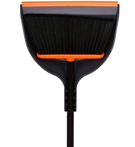 Juego de Escoba y Recogedor TreeLen, Recogedor se Sujeta a Mango de Escoba, Color Naranja - imagen 7