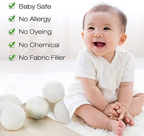 Bolas de Lana Raffaelo XL, 6 Piezas de Bolas Secadoras Reutilizables, Suavizante Natural y Removedor de Pelos de Mascota (Blanco) - imagen 3