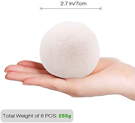 Bolas de Lana Raffaelo XL, 6 Piezas de Bolas Secadoras Reutilizables, Suavizante Natural y Removedor de Pelos de Mascota (Blanco) - imagen 5