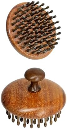 Masajeador de cuero cabelludo de madera para el crecimiento del cabello, cepillo de bambú para estimular la circulación, exfoliador natural - imagen 1